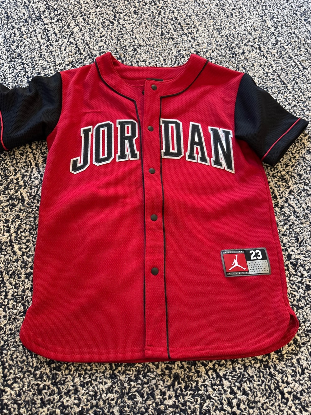 Jordan Red and Black Kids Baseball Jersey